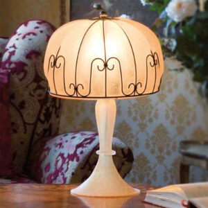 Bärnstensfärgad, handgjord bordslampa MEDUSA